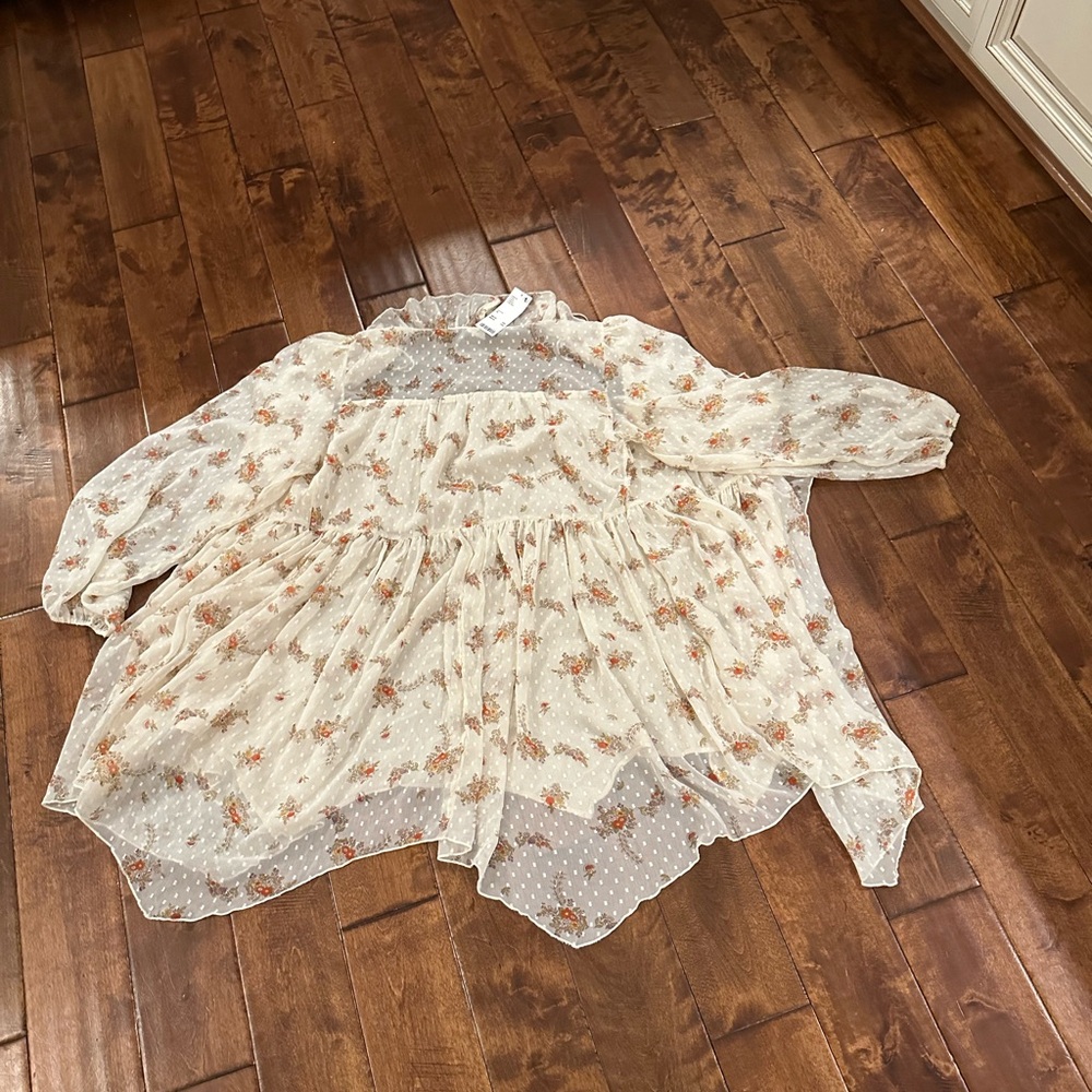 Urban Outfitters Cream Floral Long Sleeve‎ Dress XL NWT - Picture 5 of 5